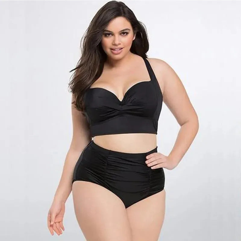 Women Black Push Up High Waisted Bikini Set fashion image