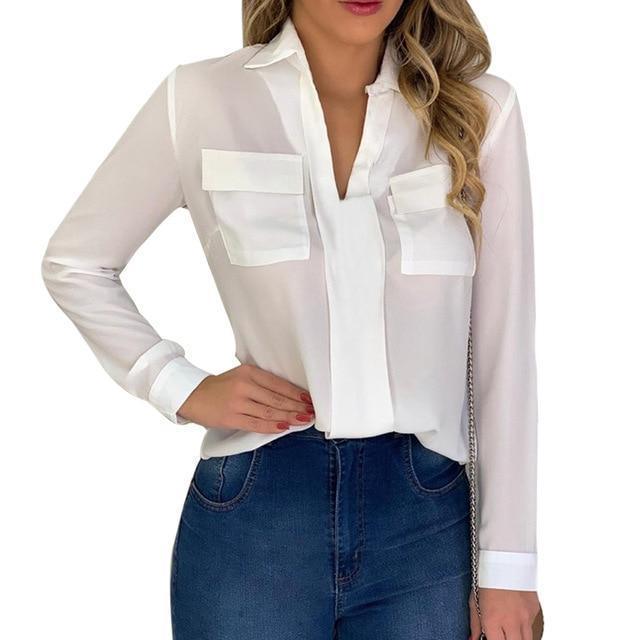 Buy Women Blouse, Chiffon Blouse With Pockets, Plus Size at ...