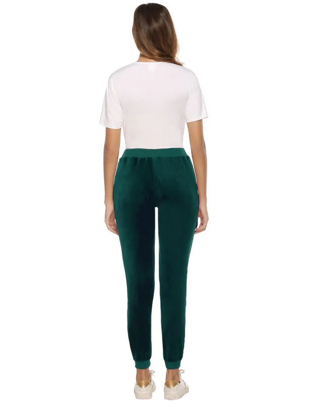 Cozy Women Jogger Pants Casual Velvet Lounge Elastic Waist Relaxed Fit Fall | LeStyleParfait