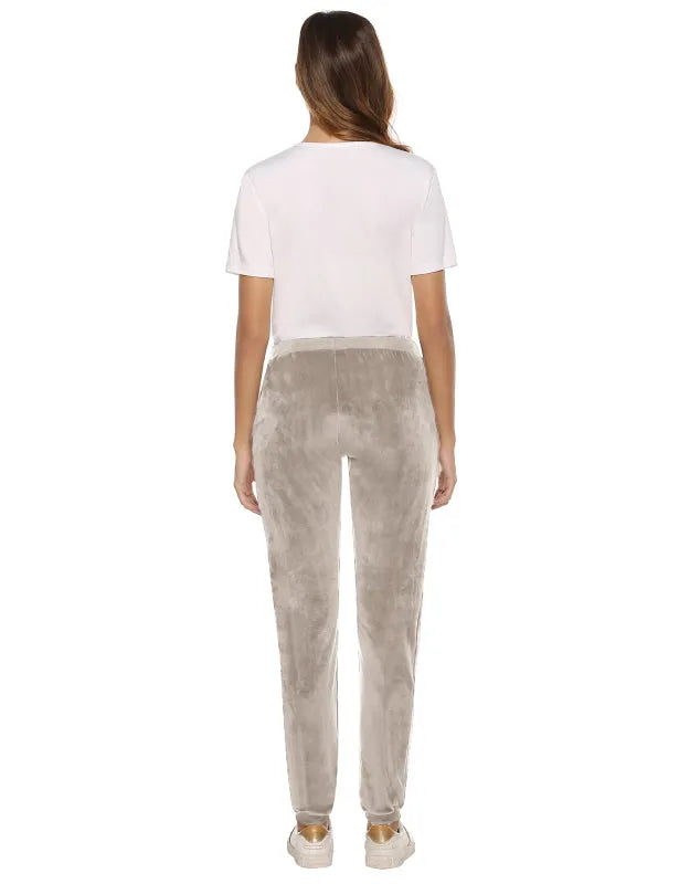 Cozy Women Jogger Pants Casual Velvet Lounge Elastic Waist Relaxed Fit Fall | LeStyleParfait