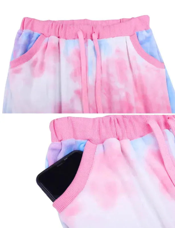 Women Casual Velvet Tie & Dye Two-Piece Jogger Set - Casual Jogger Set - LeStyleParfait
