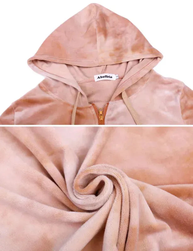 Women Casual Velvet Tie & Dye Two-Piece Jogger Set - Casual Jogger Set - LeStyleParfait