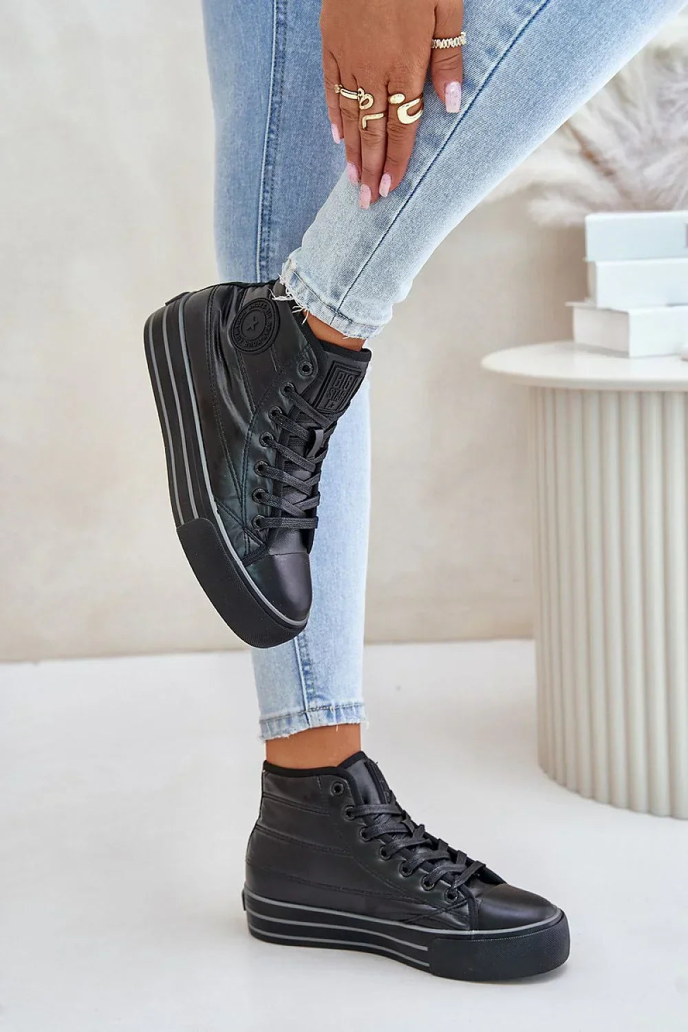 Women Chunky High Top Platform Sneakers Winter School Casual Shoes-women sneakers-LeStyleParfait