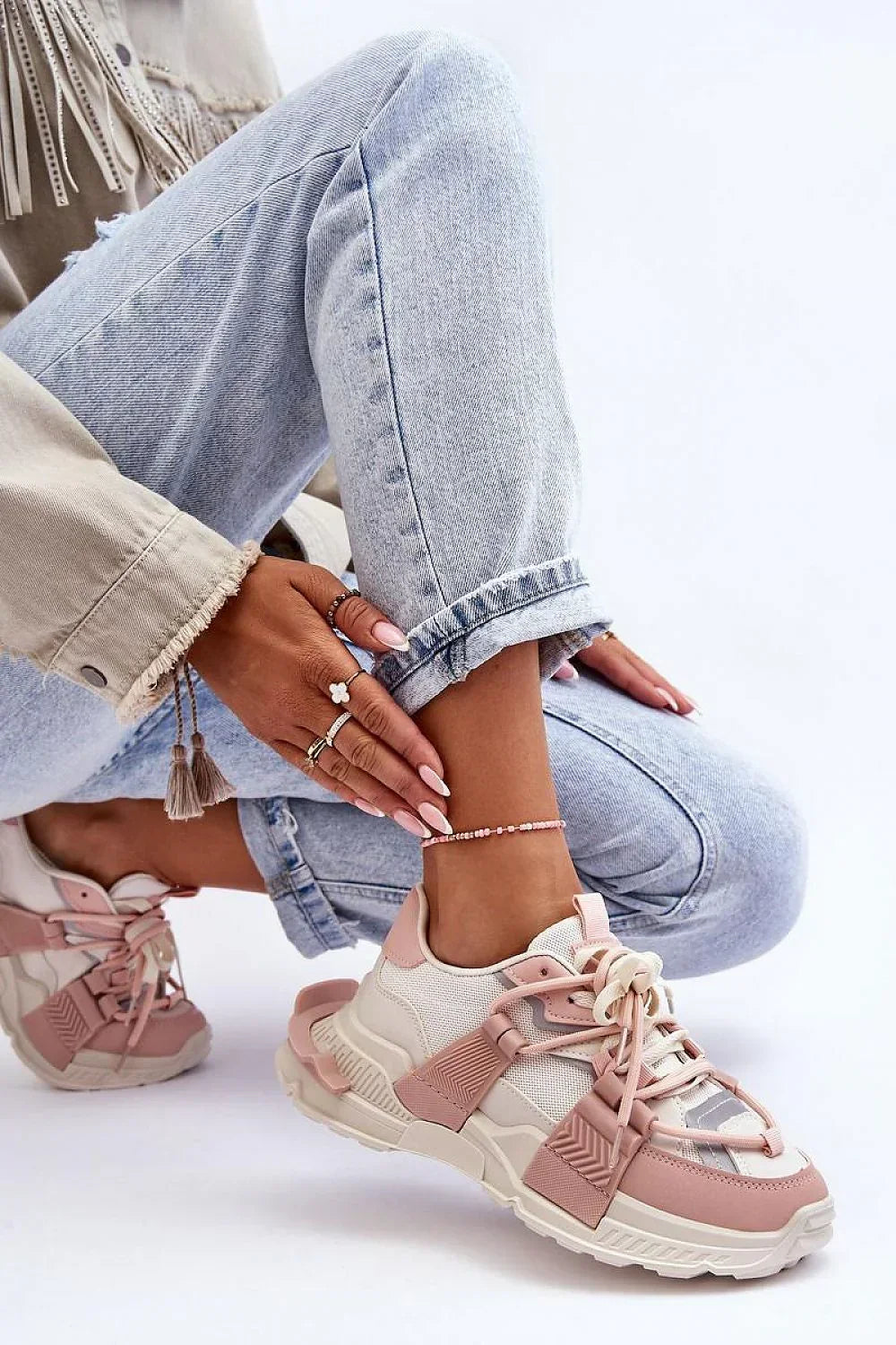 Women Chunky Platform Sneakers Adjustable Lace Casual Shoes-women sneakers-LeStyleParfait