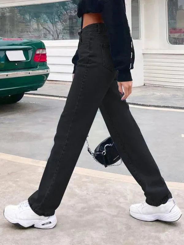 Women Denim Jeans - High Waist Straight-leg - Women Jeans - LeStyleParfait