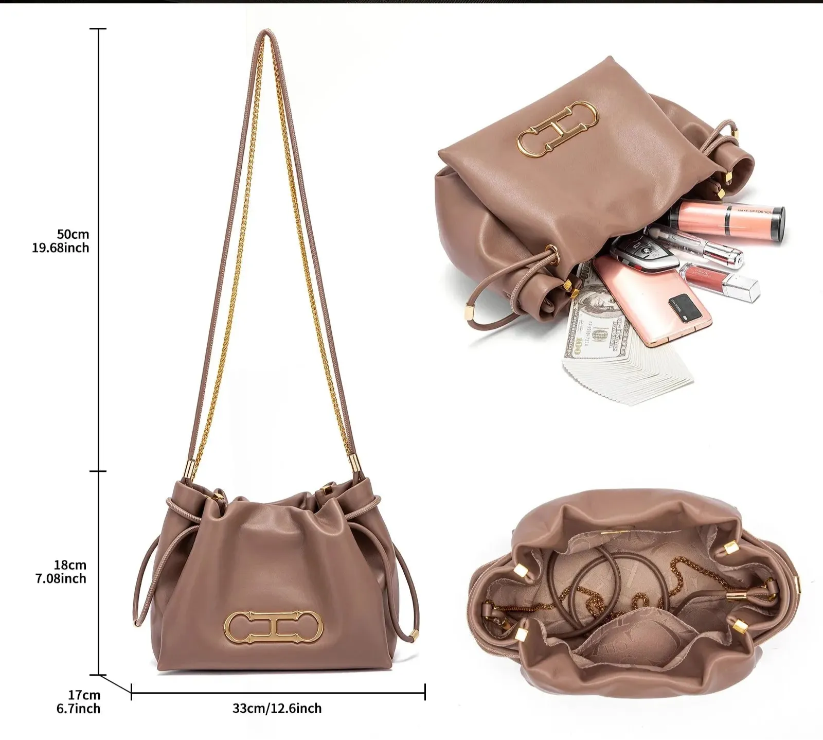 Women Drawstring Crossbody Shoulder Bag - Shoulder Bag - LeStyleParfait