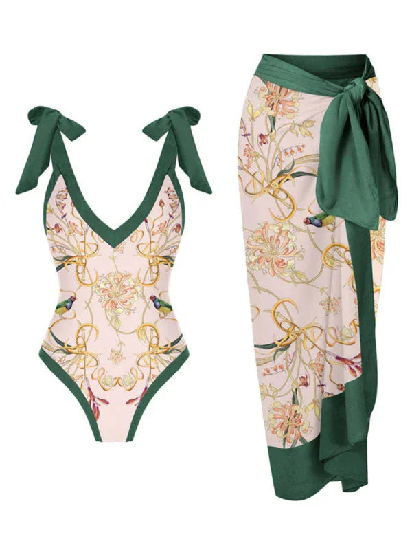 Women Floral One Piece Swimsuit