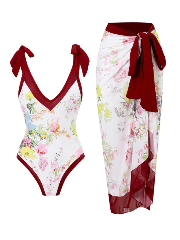 Women Floral One Piece Swimsuit fashion image