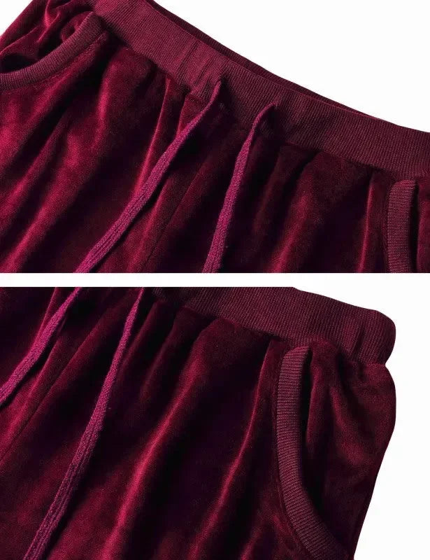 Cozy Women Casual Velvet Two-Piece Jogger Set - Casual Jogger Set - LeStyleParfait
