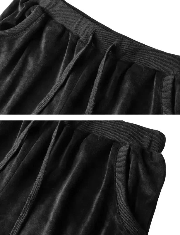 Cozy Women Jogger Pants Casual Velvet Lounge Elastic Waist Relaxed Fit Fall | LeStyleParfait
