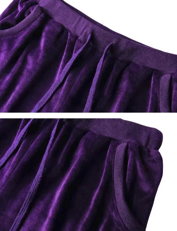 Cozy Women Casual Velvet Two-Piece Jogger Set - Casual Jogger Set - LeStyleParfait