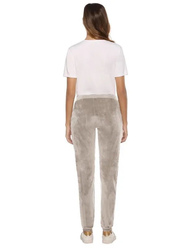 Cozy Women Jogger Pants Casual Velvet Lounge Elastic Waist Relaxed Fit Fall | LeStyleParfait