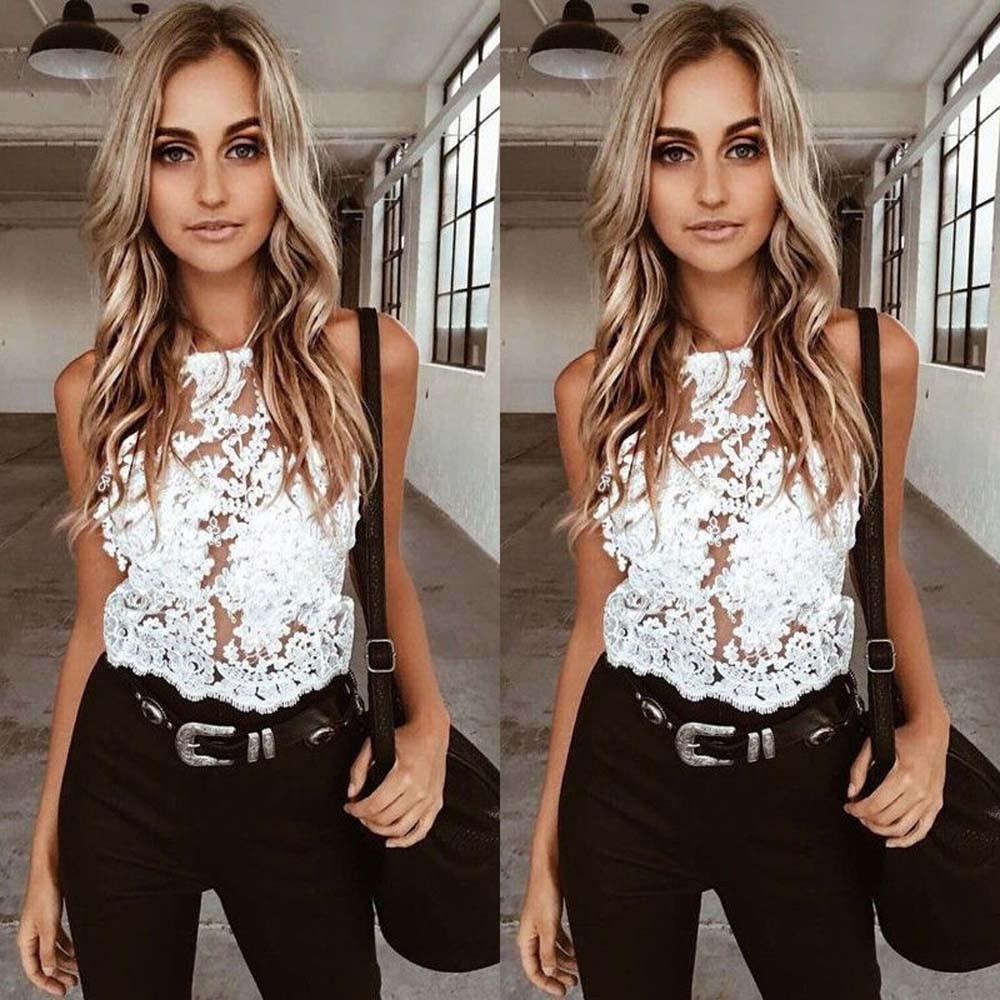 Buy Women Lace Tank Tops Sexy Floral Embroidery White Crop Top at