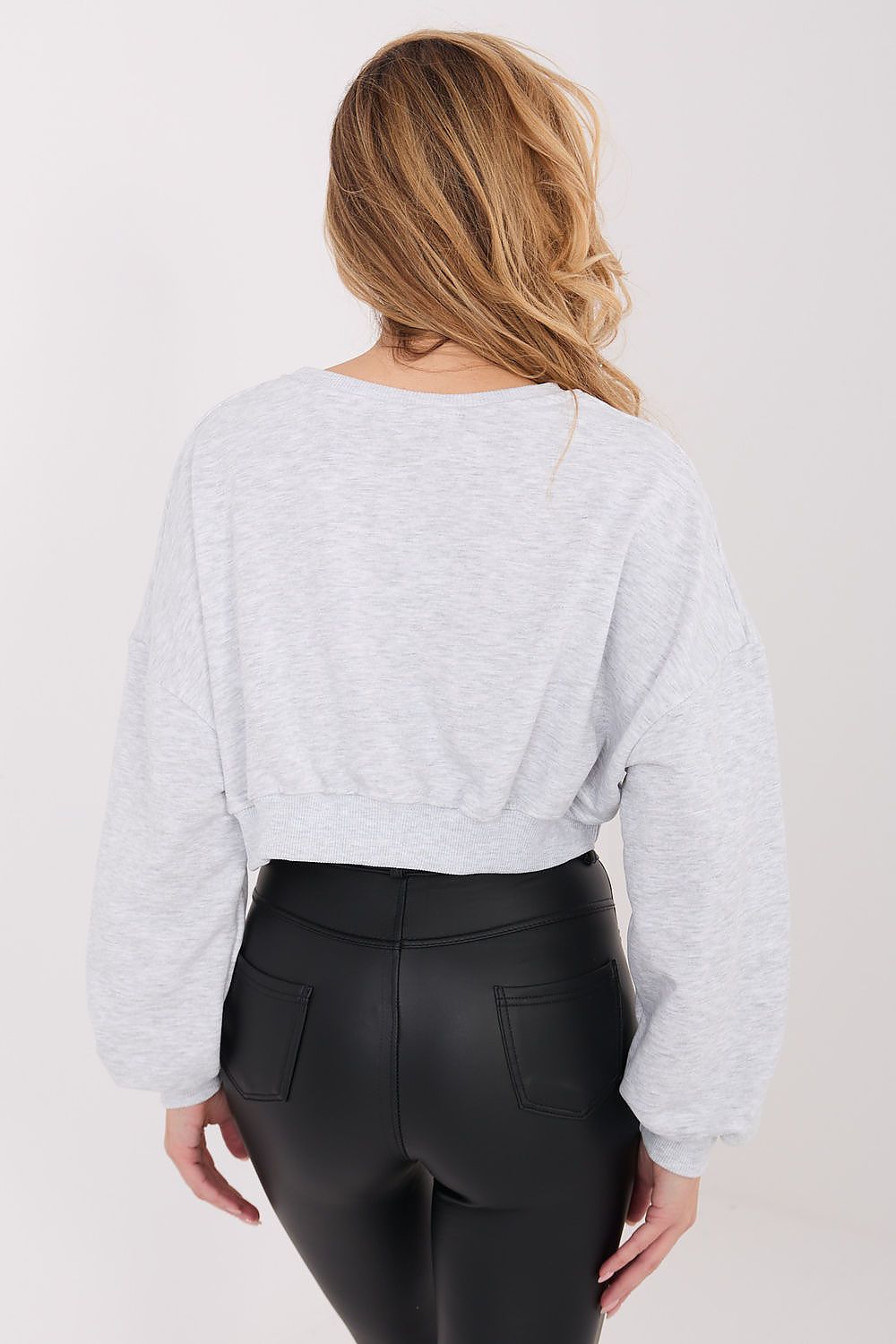 Women Loose Letters Crop Sweatshirt Modern Style-Women Sweatshirt-LeStyleParfait