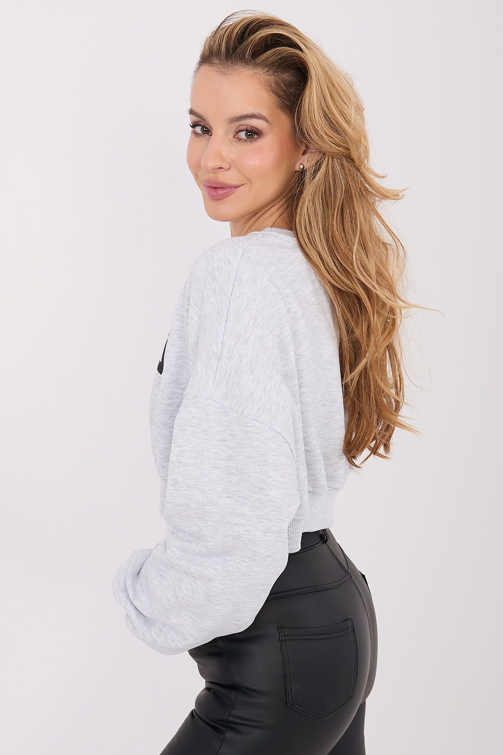 Women Loose Letters Crop Sweatshirt Modern Style-Women Sweatshirt-LeStyleParfait