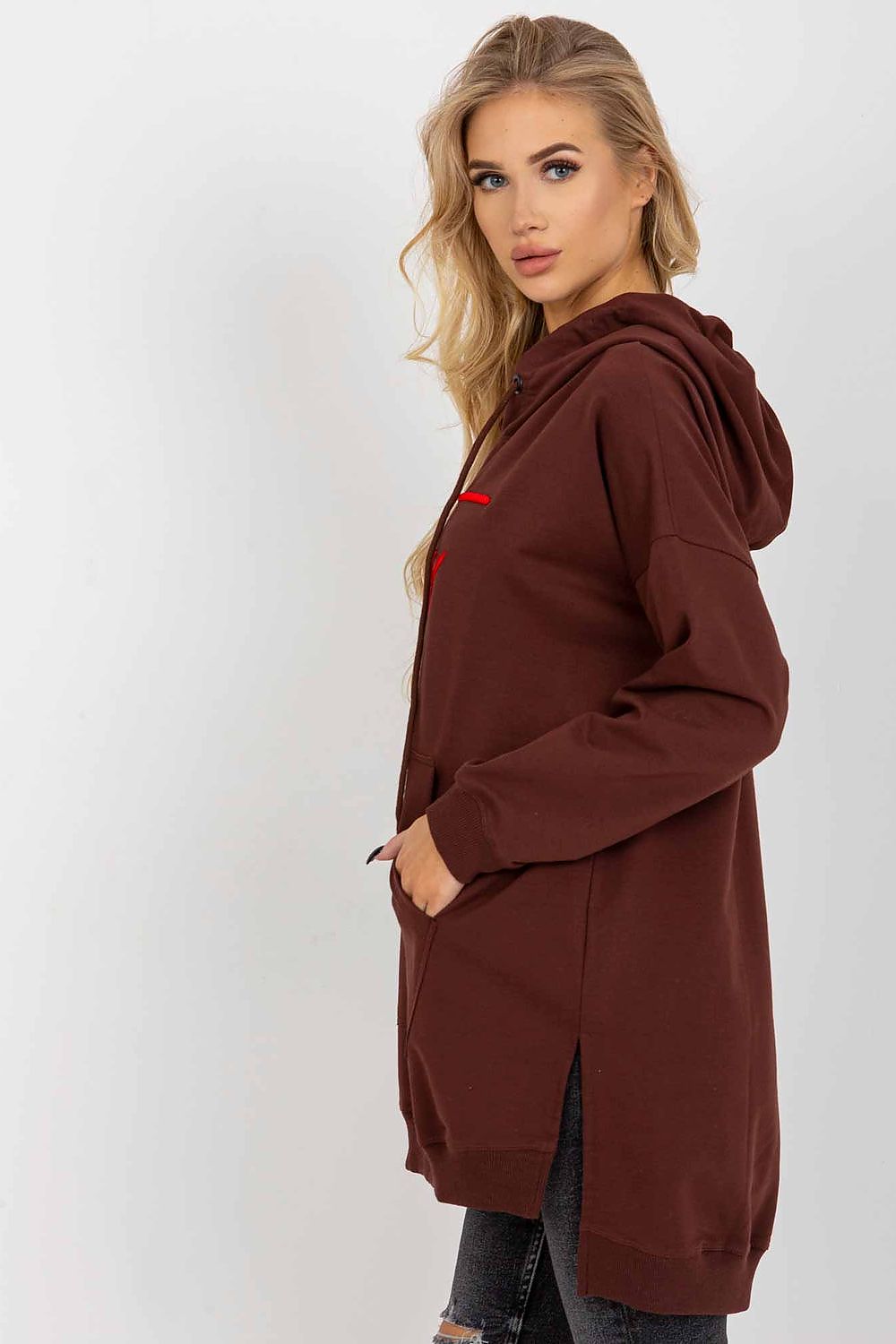 Women Loose Logo Longline Hoodie Essential Style-Women Hoodie-LeStyleParfait