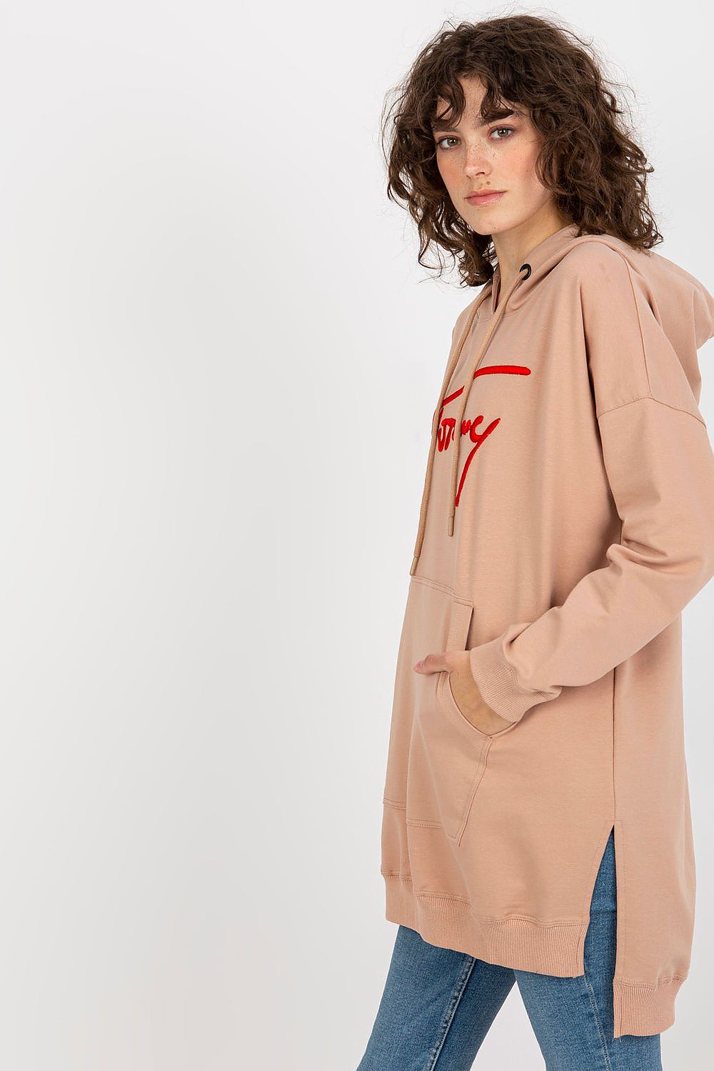 Women Loose Logo Longline Hoodie Essential Style-Women Hoodie-LeStyleParfait