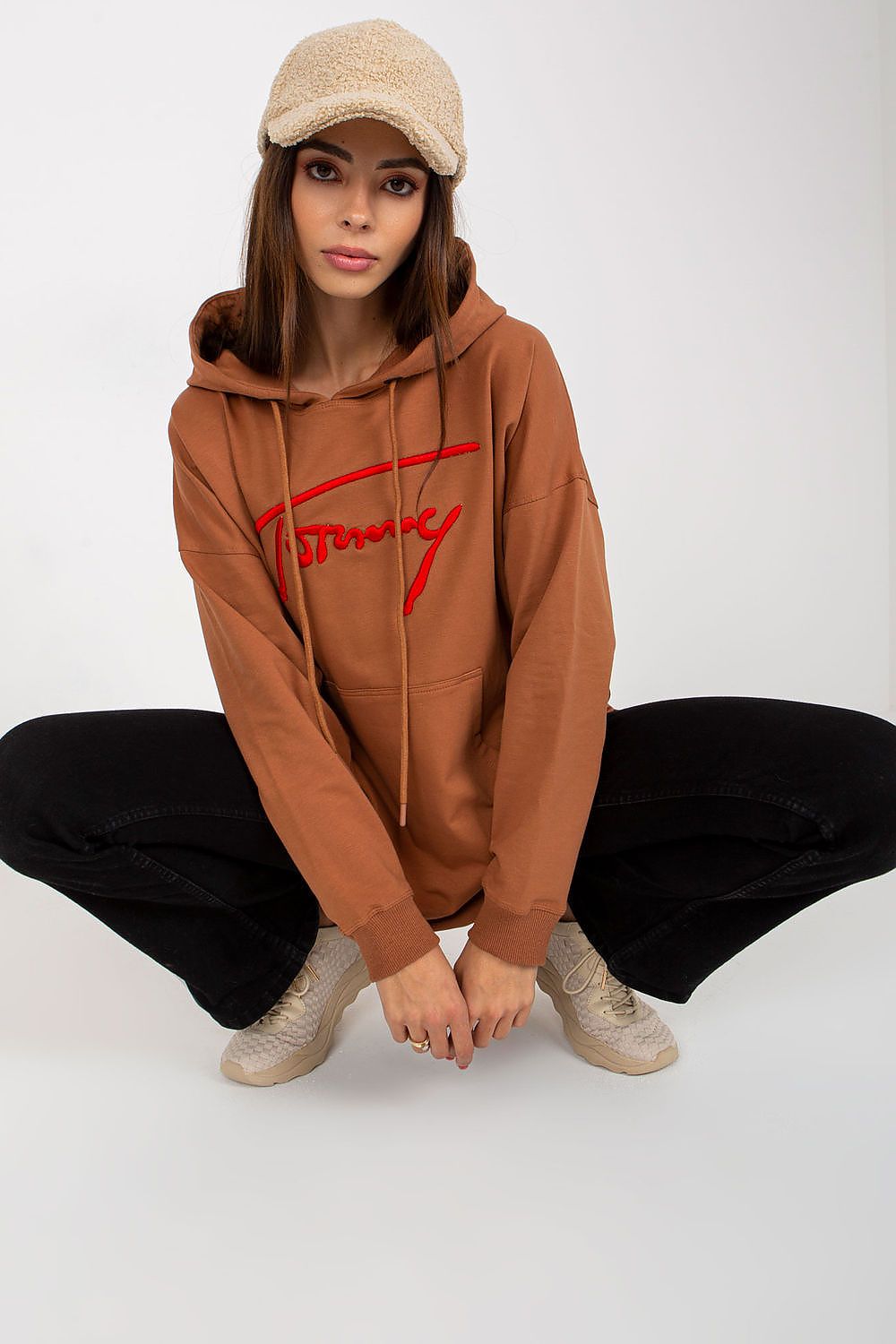 Women Loose Logo Longline Hoodie Essential Style-Women Hoodie-LeStyleParfait