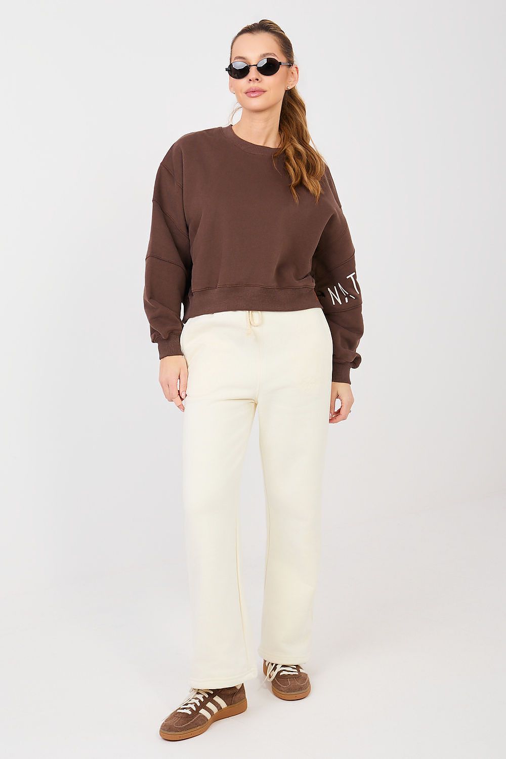 Women Loose Plain-Solid Crop Sweatshirt Modern Style-Women Sweatshirt-LeStyleParfait