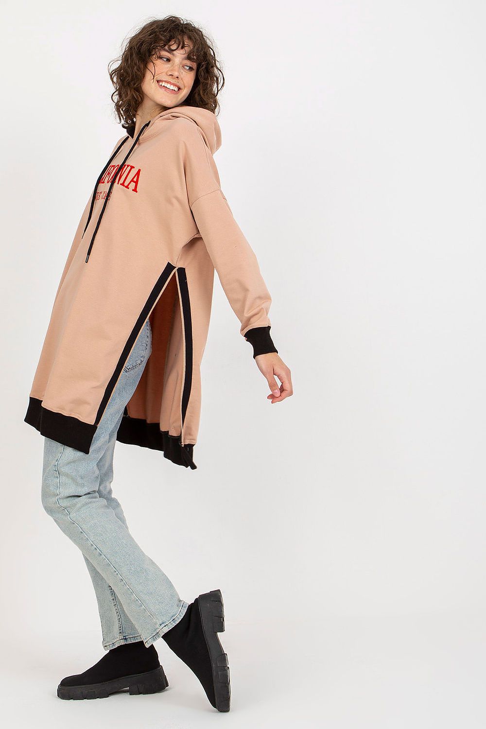 Women Loose Printed Longline Hoodie Trend Style-Women Hoodie-LeStyleParfait