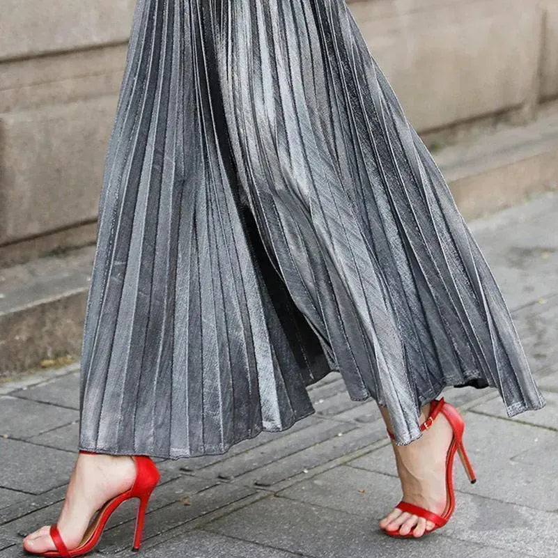 Women Maxi Skirt Vintage Pleated Skirt - Skirt - LeStyleParfait