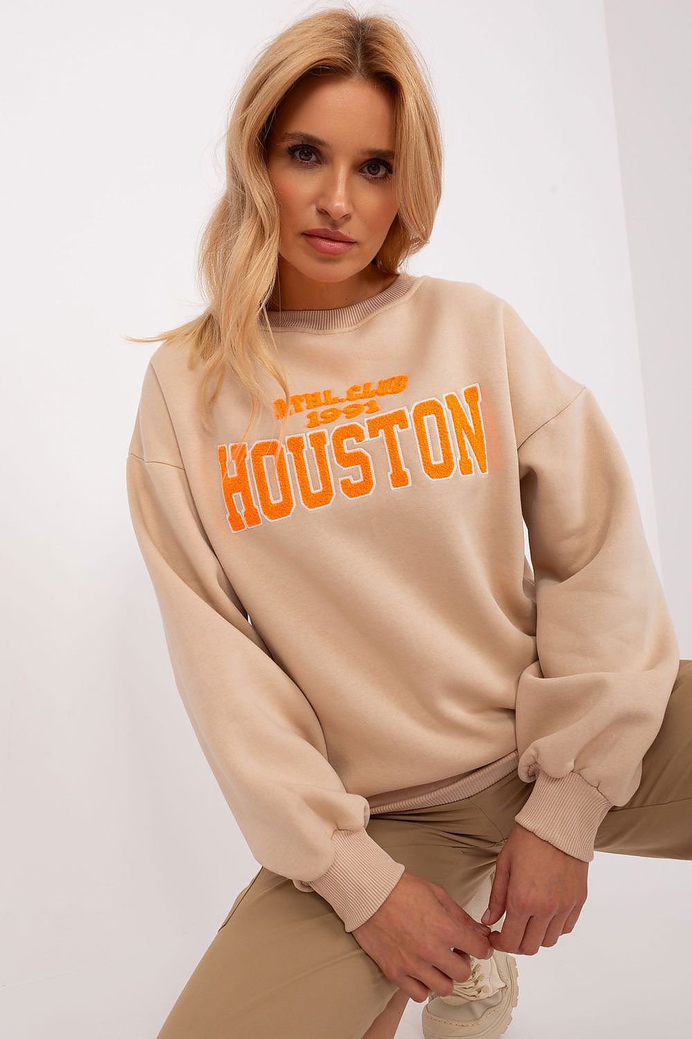 Women Oversized Logo Crewneck Sweatshirt Street Style-Women Sweatshirt-LeStyleParfait