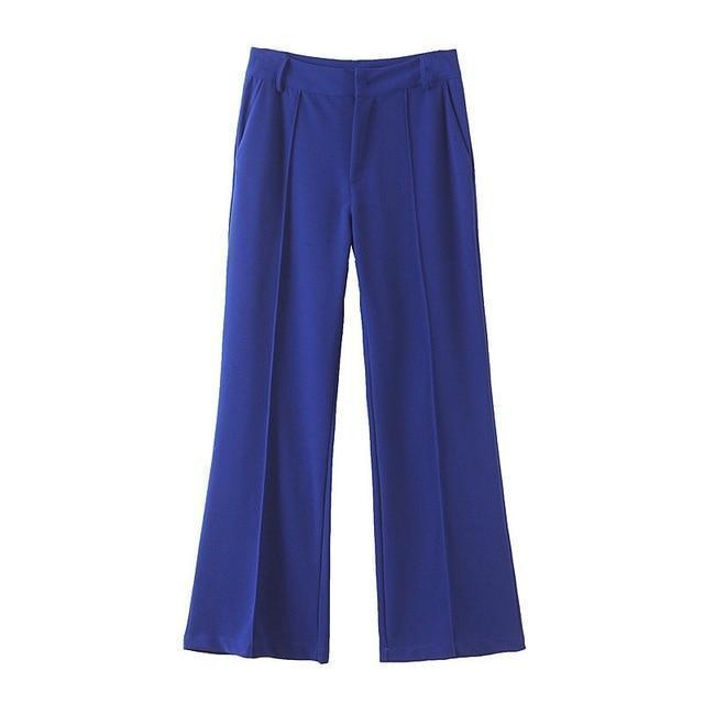 Women Pants Suit, Double Breast Suit, High Waist, Blue - Suit - LeStyleParfait Kenya