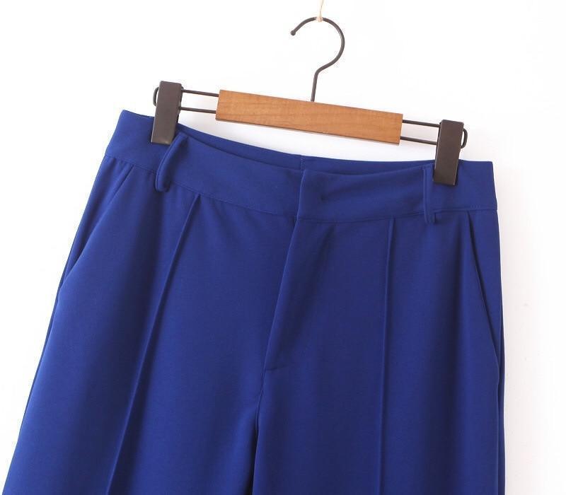 Women Pants Suit, Double Breast Suit, High Waist, Blue - Suit - LeStyleParfait Kenya