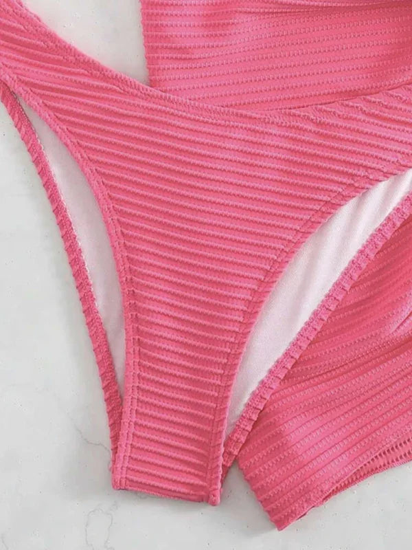 Women Pink Bandeau Bikini Set