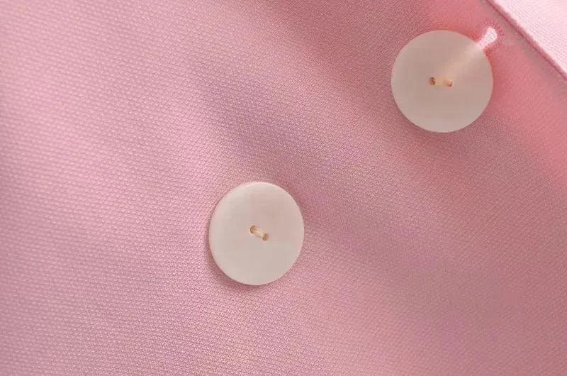 Women Pink Double Breasted Blazer Women - Formal-Business - Plain-Solid - Double-Breasted Blazer - LeStyleParfait