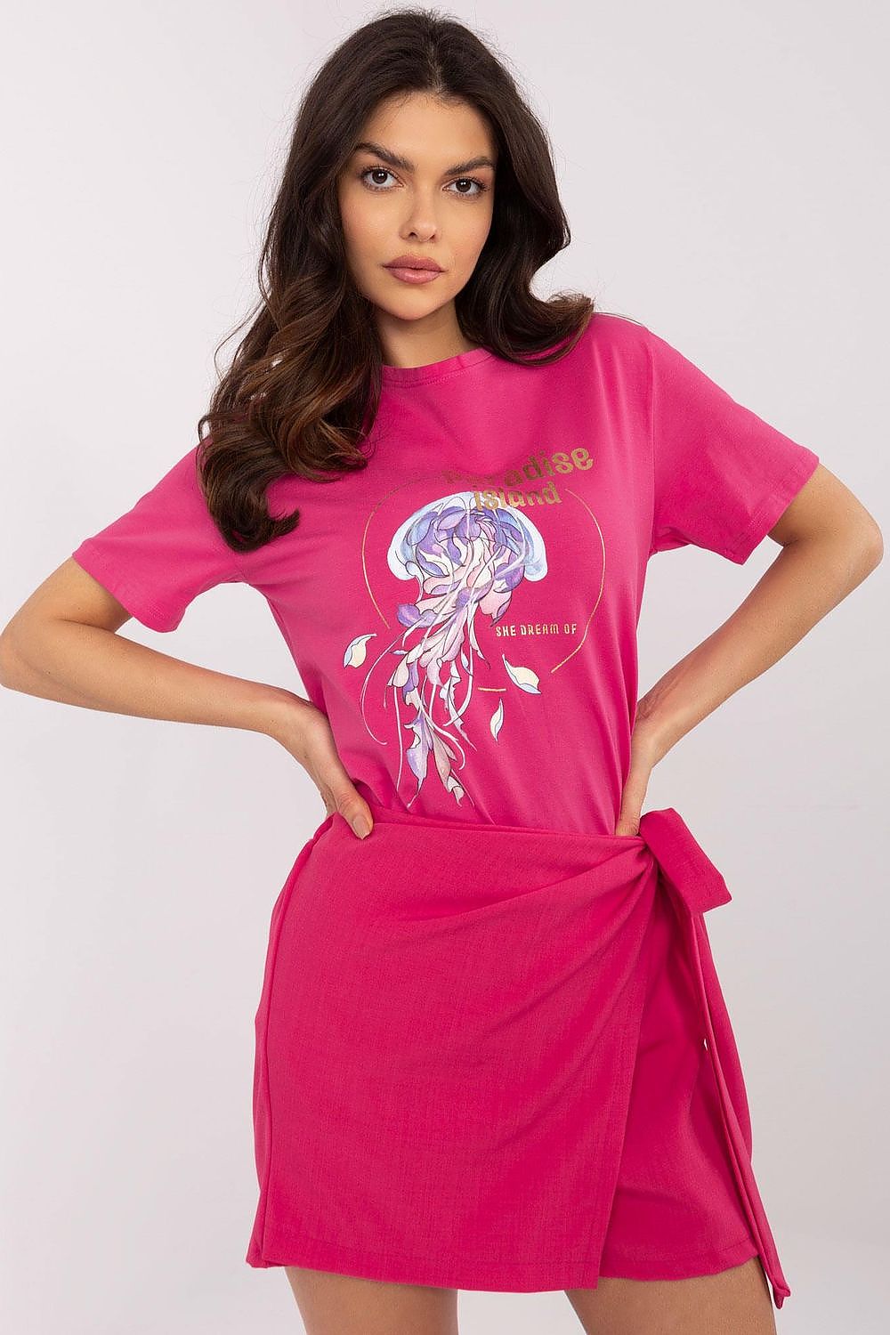 Women Pink Graphic Round Neck Tshirt-Women T-Shirt-LeStyleParfait