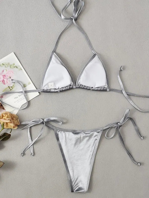 Women Pink String Bikini Set