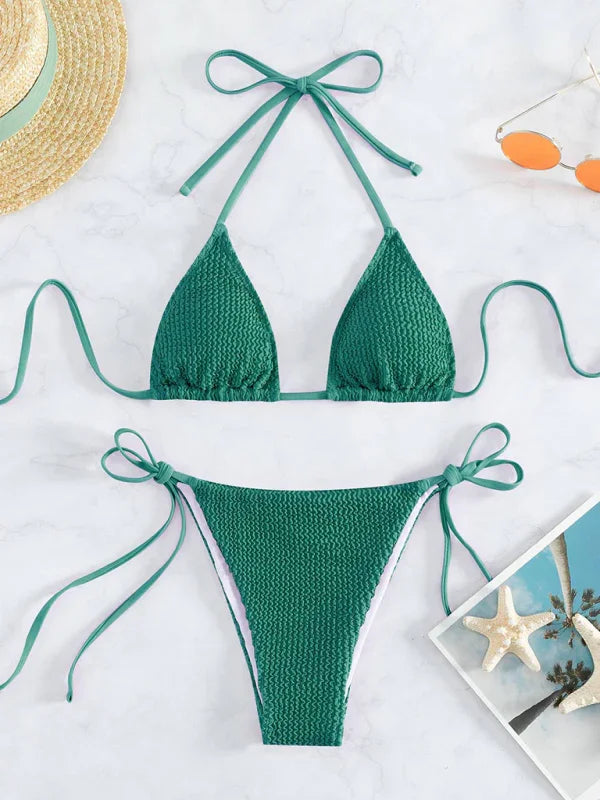 Women Pink String Bikini Set