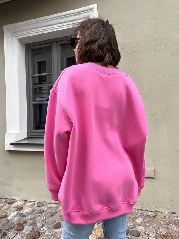 Women Plain-Solid Oversized Sweatshirt Street Style-Women Sweatshirt-LeStyleParfait