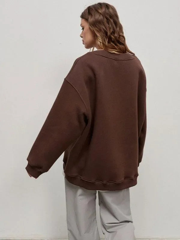 Women Plain-Solid Oversized Sweatshirt Street Style-Women Sweatshirt-LeStyleParfait
