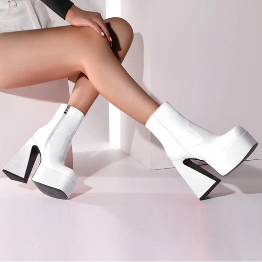 Women Platform Zipper Ankle Boots - Ankle Boots - LeStyleParfait Kenya