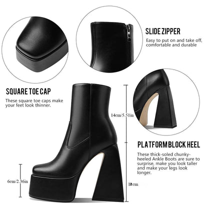 Women Platform Zipper Ankle Boots - Ankle Boots - LeStyleParfait Kenya