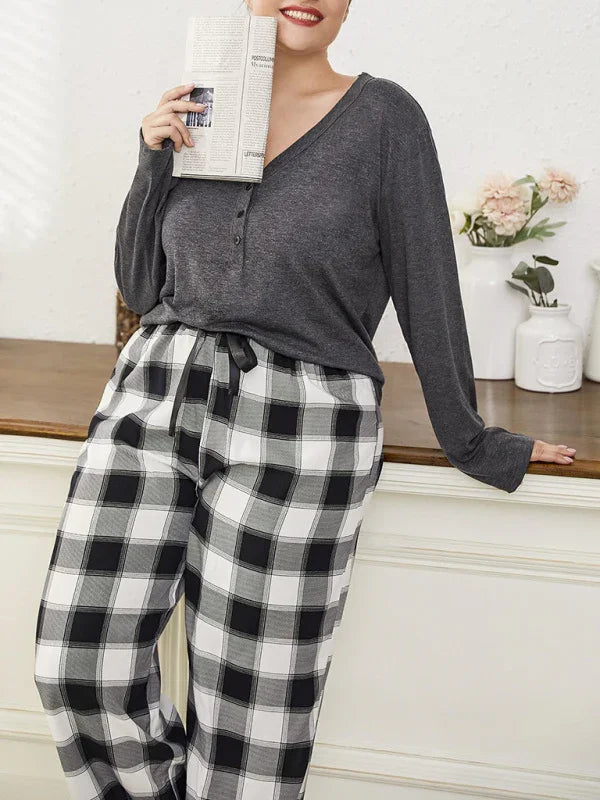 Women Plus Size V Neck Long Sleeve Tshirt-Women T-Shirt-LeStyleParfait