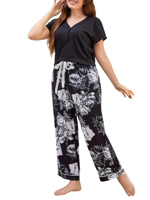 Women Plus Size V Neck Sleep Tshirt-Women T-Shirt-LeStyleParfait