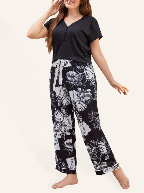 Women Plus Size V Neck Sleep Tshirt-Women T-Shirt-LeStyleParfait