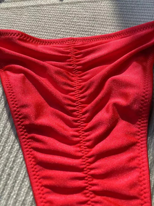 Women Red String Bikini Set