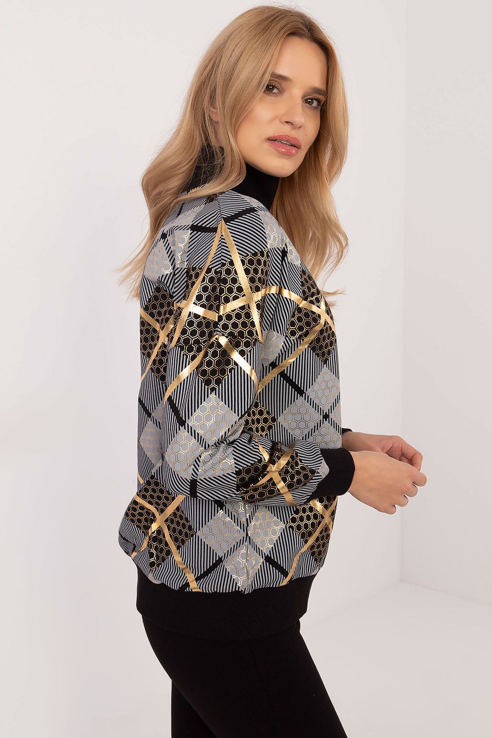 Women Regular Checked Zip-Up Sweatshirt Essential Fit-Women Sweatshirt-LeStyleParfait