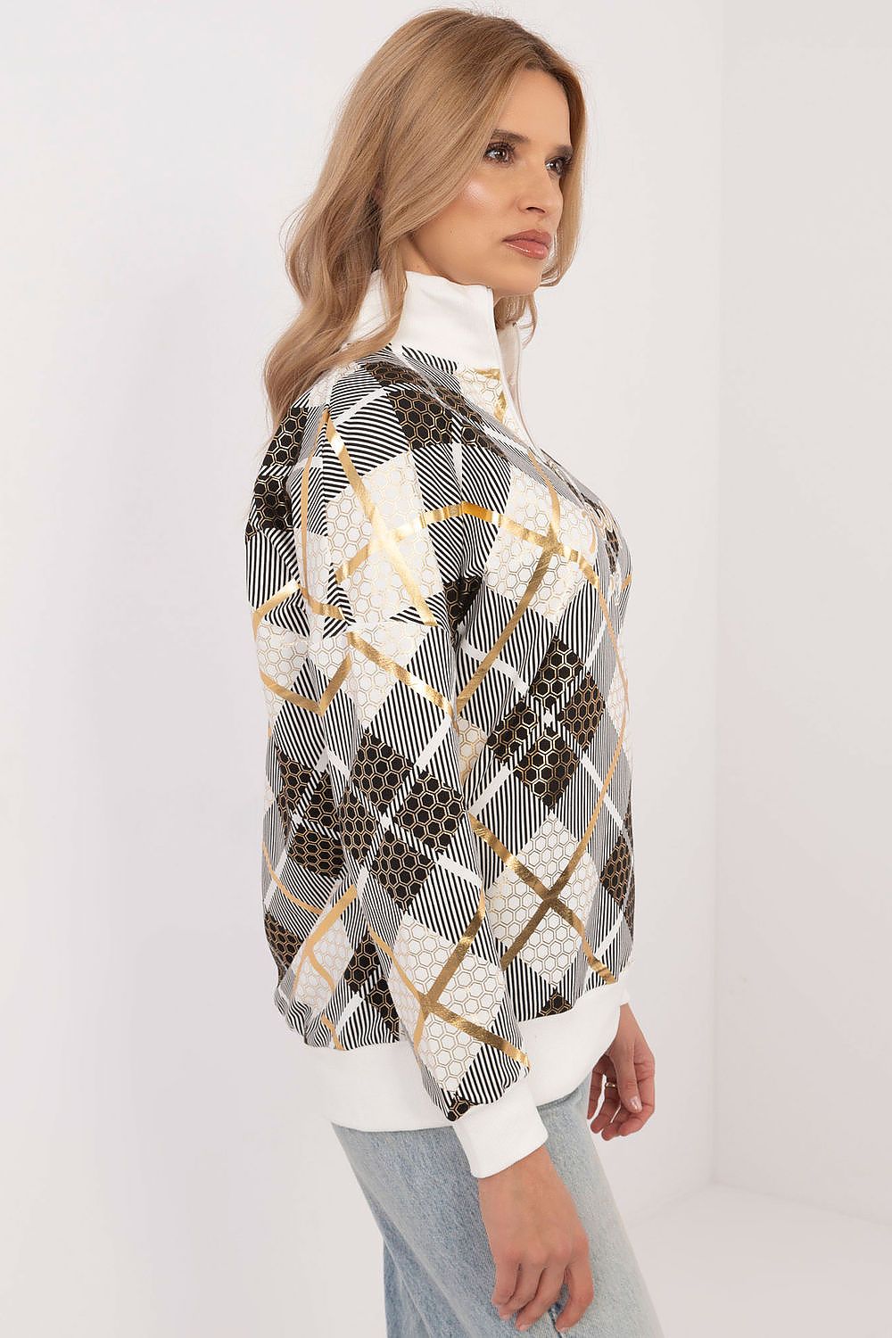 Women Regular Checked Zip-Up Sweatshirt Essential Fit-Women Sweatshirt-LeStyleParfait