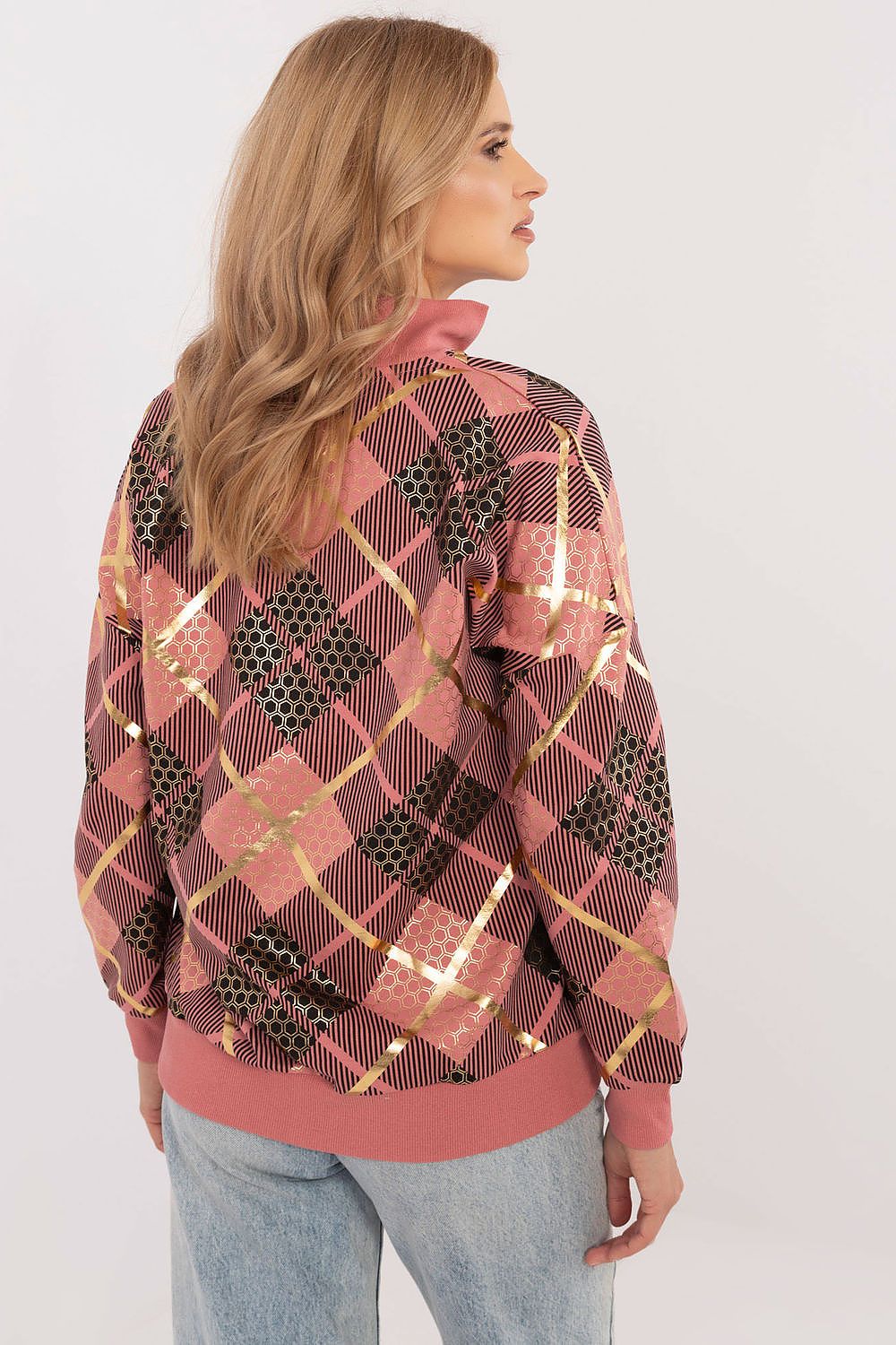 Women Regular Checked Zip-Up Sweatshirt Essential Fit-Women Sweatshirt-LeStyleParfait