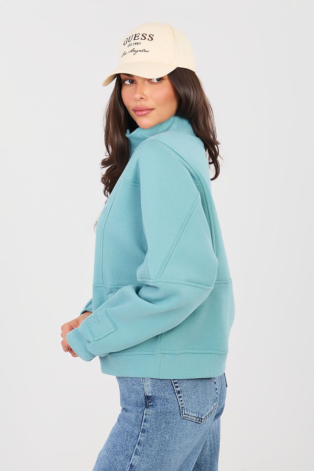 Women Regular Embroidered Quarter-Zip Sweatshirt Premium Style-Women Sweatshirt-LeStyleParfait