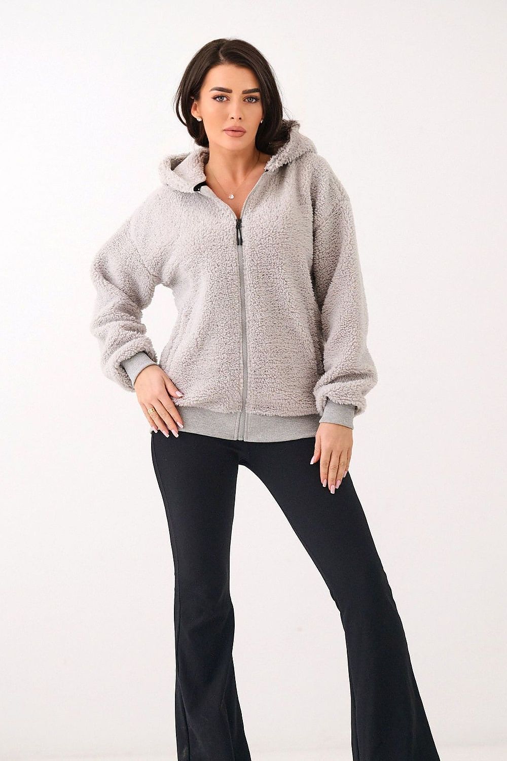 Women Regular Plain-Solid Sherpa Hoodie Cozy Comfort-Women Hoodie-LeStyleParfait