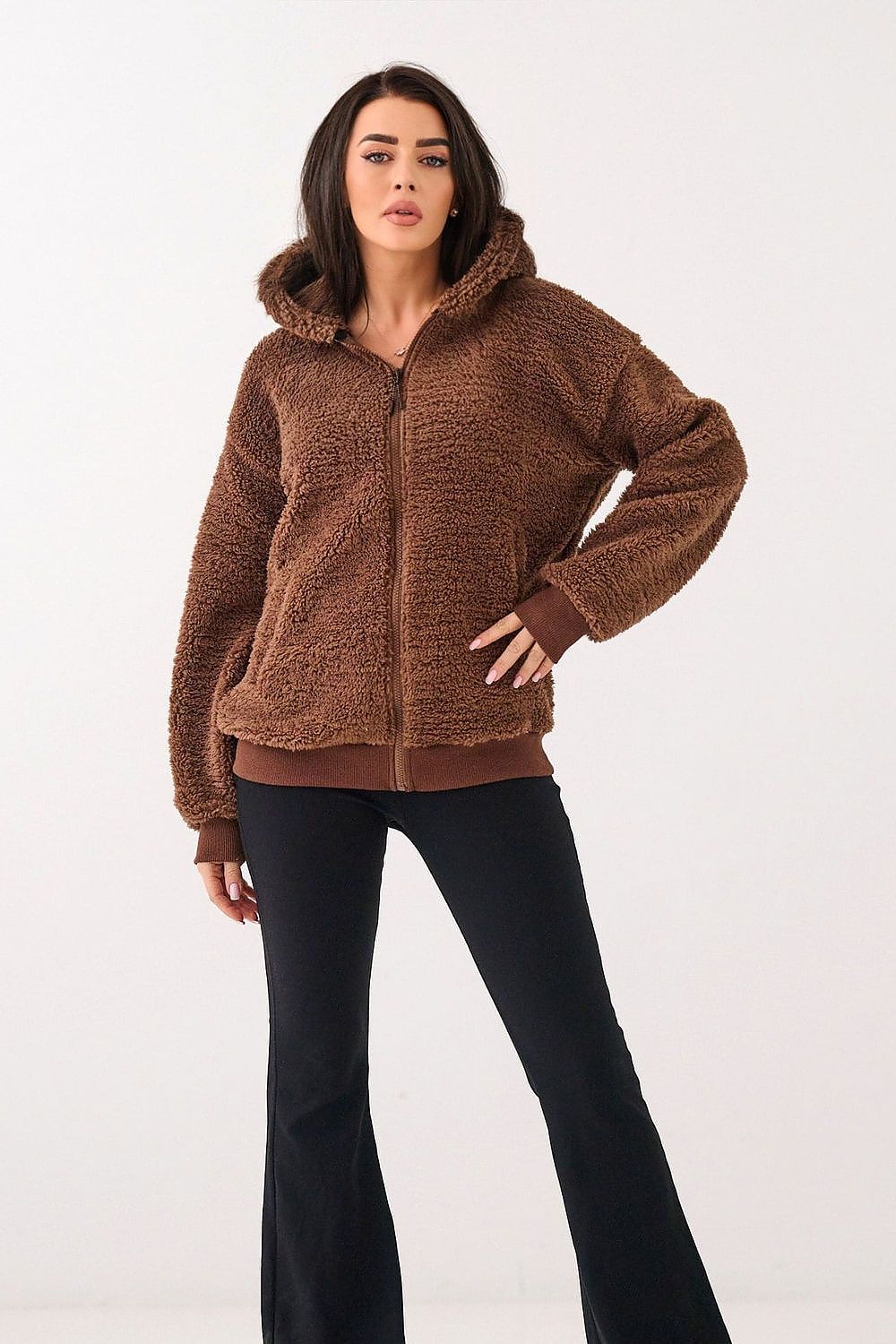 Women Regular Plain-Solid Sherpa Hoodie Cozy Comfort-Women Hoodie-LeStyleParfait