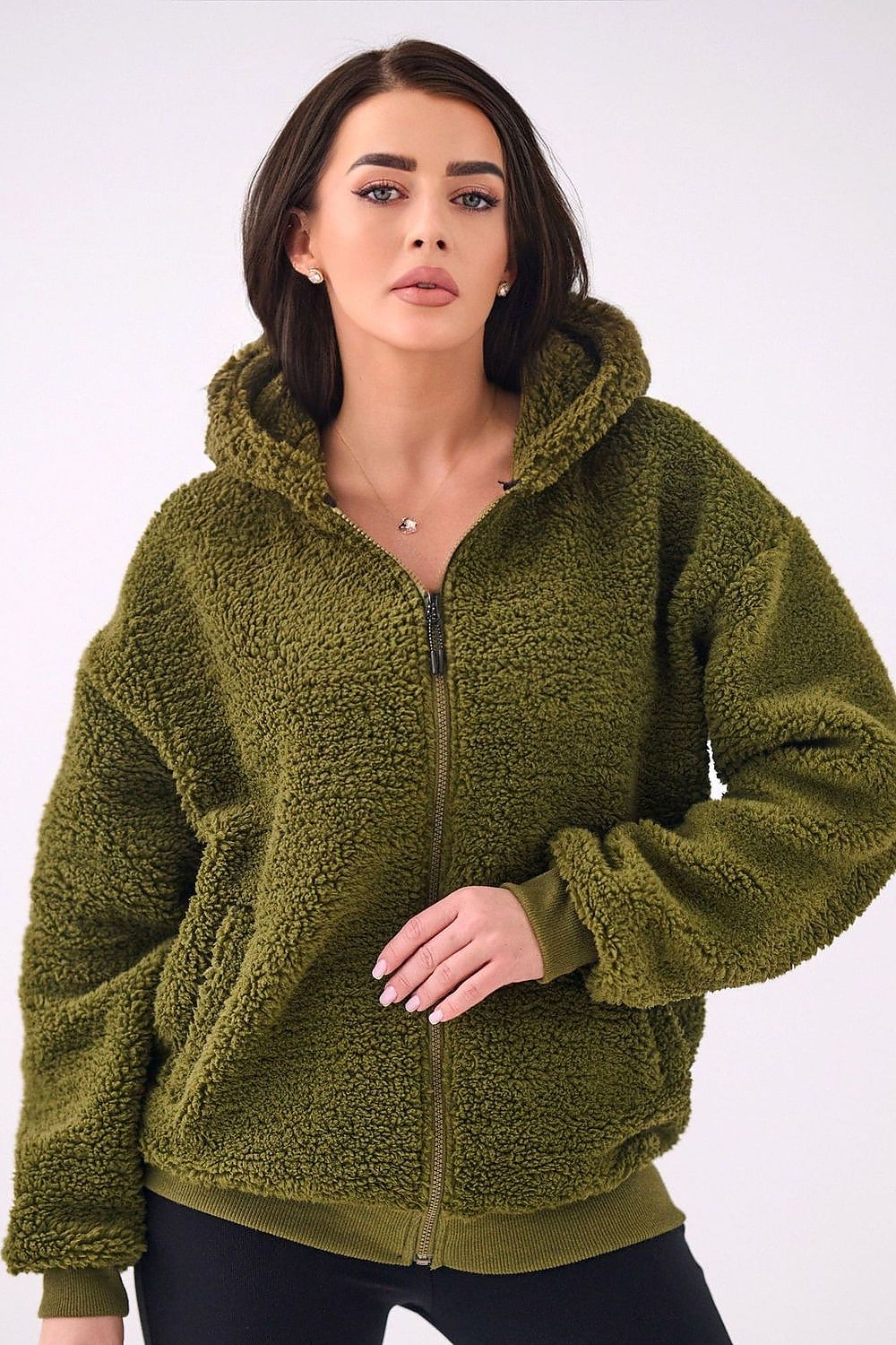 Women Regular Plain-Solid Sherpa Hoodie Cozy Comfort-Women Hoodie-LeStyleParfait