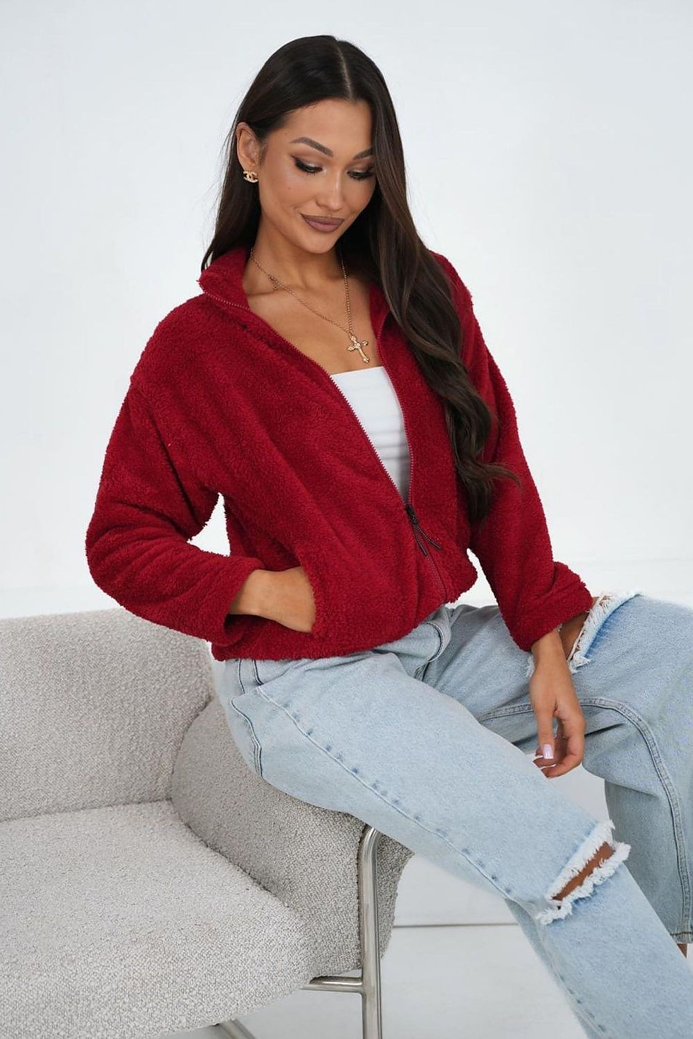 Women Regular Plain-Solid Zip-Up Sweatshirt Essential Fit-Women Sweatshirt-LeStyleParfait