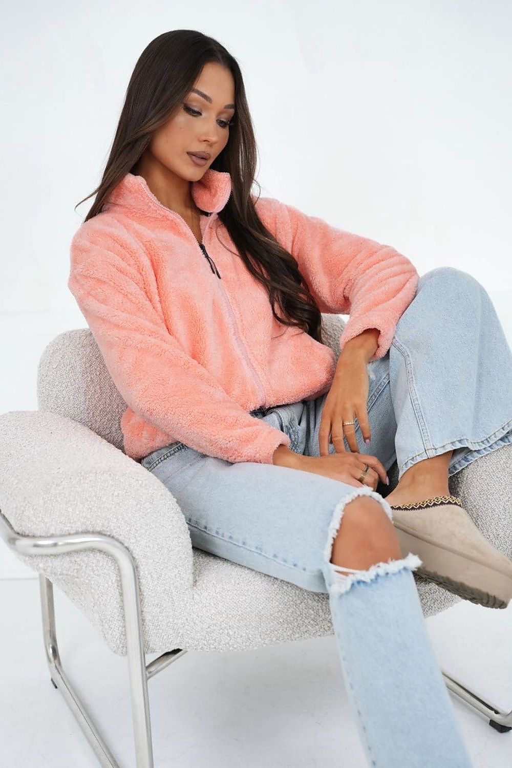 Women Regular Plain-Solid Zip-Up Sweatshirt Essential Fit-Women Sweatshirt-LeStyleParfait